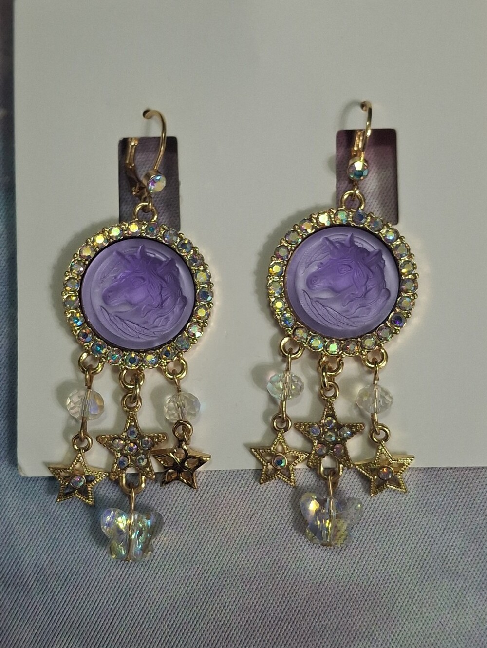 Kirks Folly Unicorn Crystal Drop Earrings